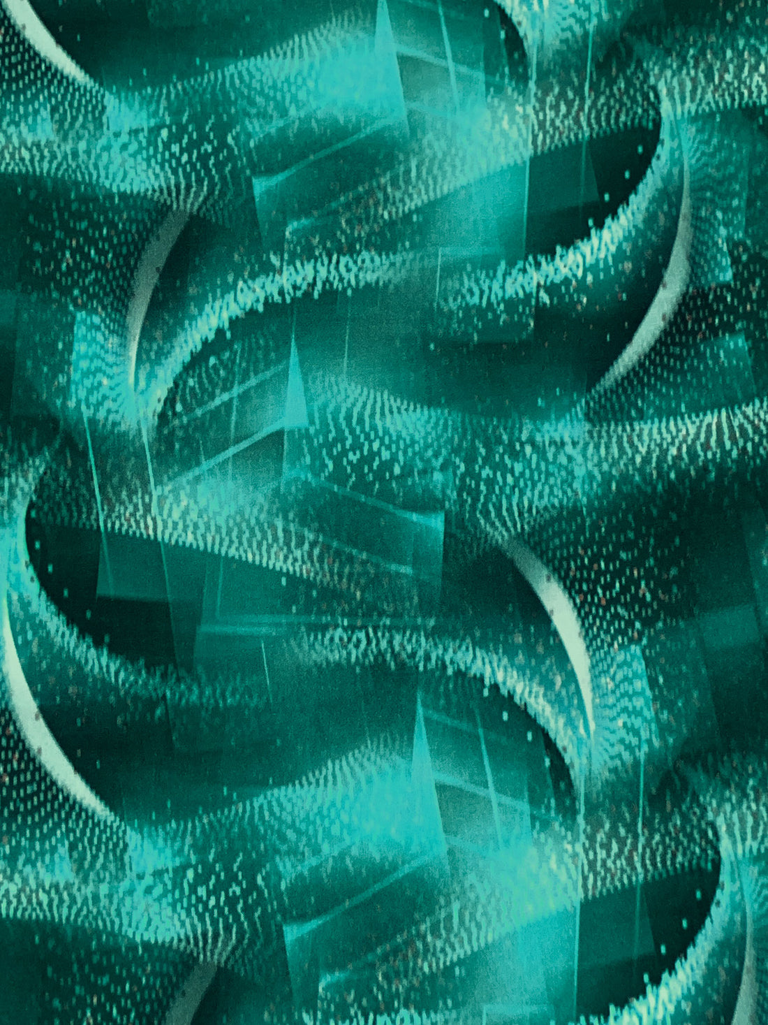 Tropical Rain Forest Green/Medium Turquoise/Multi 100% Rayon Blurred Abstract Print Challis 58W