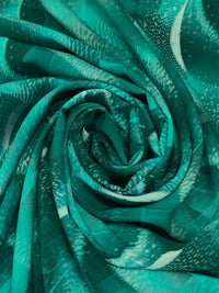 Tropical Rain Forest Green/Medium Turquoise/Multi 100% Rayon Blurred Abstract Print Challis 58W