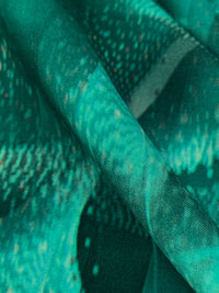 Tropical Rain Forest Green/Medium Turquoise/Multi 100% Rayon Blurred Abstract Print Challis 58W