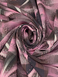 Eggplant/Wild Orchid/Mauve Taupe 100% Rayon Blurred Abstract Print Challis 58W