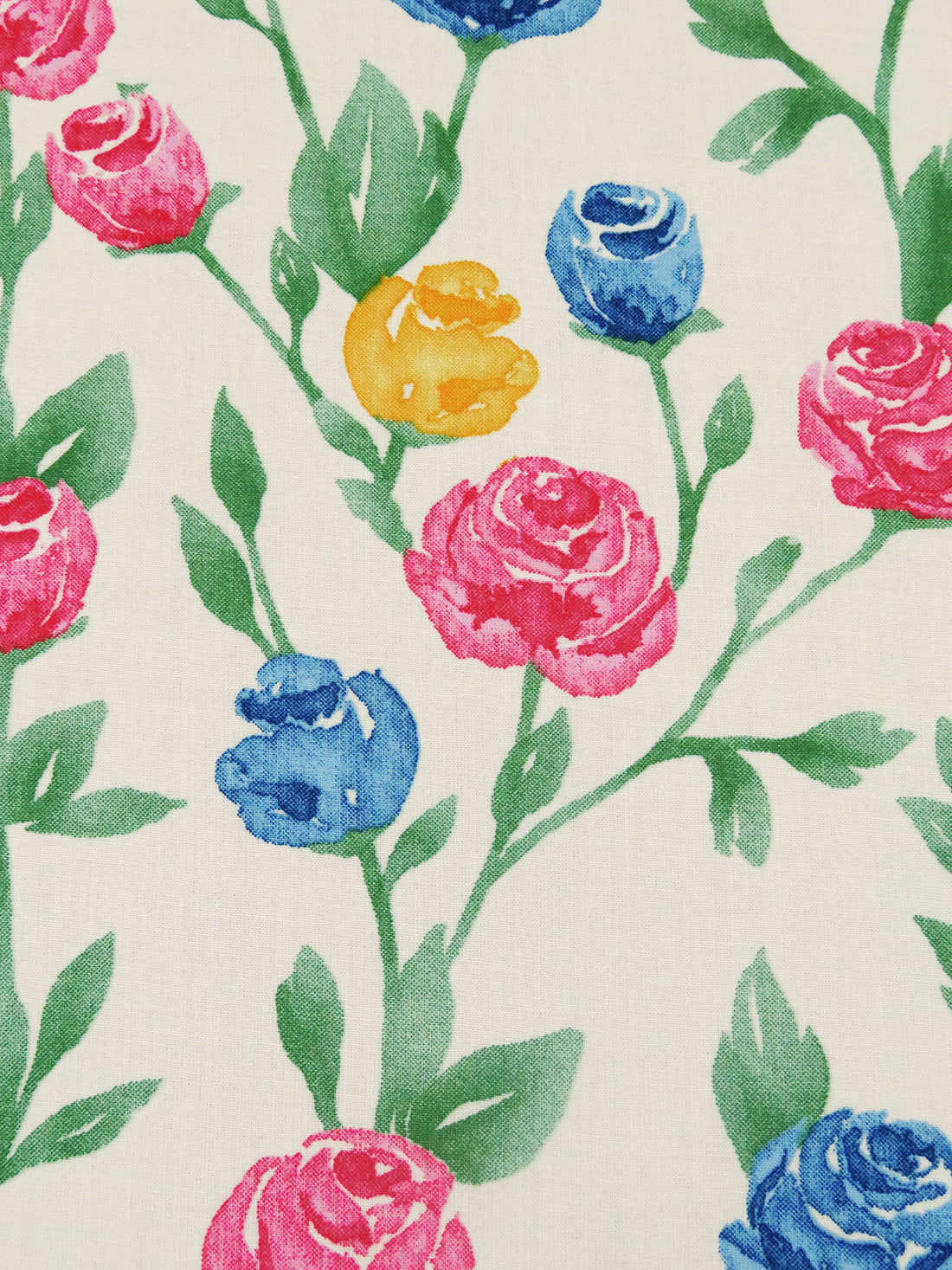 Cream/Cerise/Russian Green/Multi 100% Rayon Painterly Floral Print Challis 53W