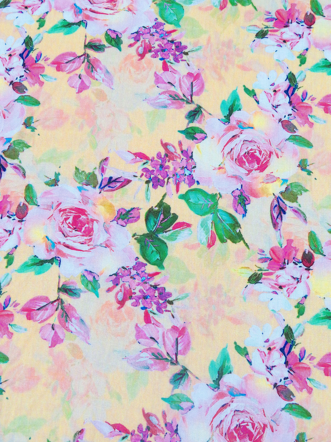 Golden Wheat/Soft Pink/Turquoise/Multi 100% Rayon Floral Print Challis 56W