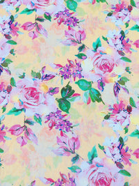 Golden Wheat/Soft Pink/Turquoise/Multi 100% Rayon Floral Print Challis 56W