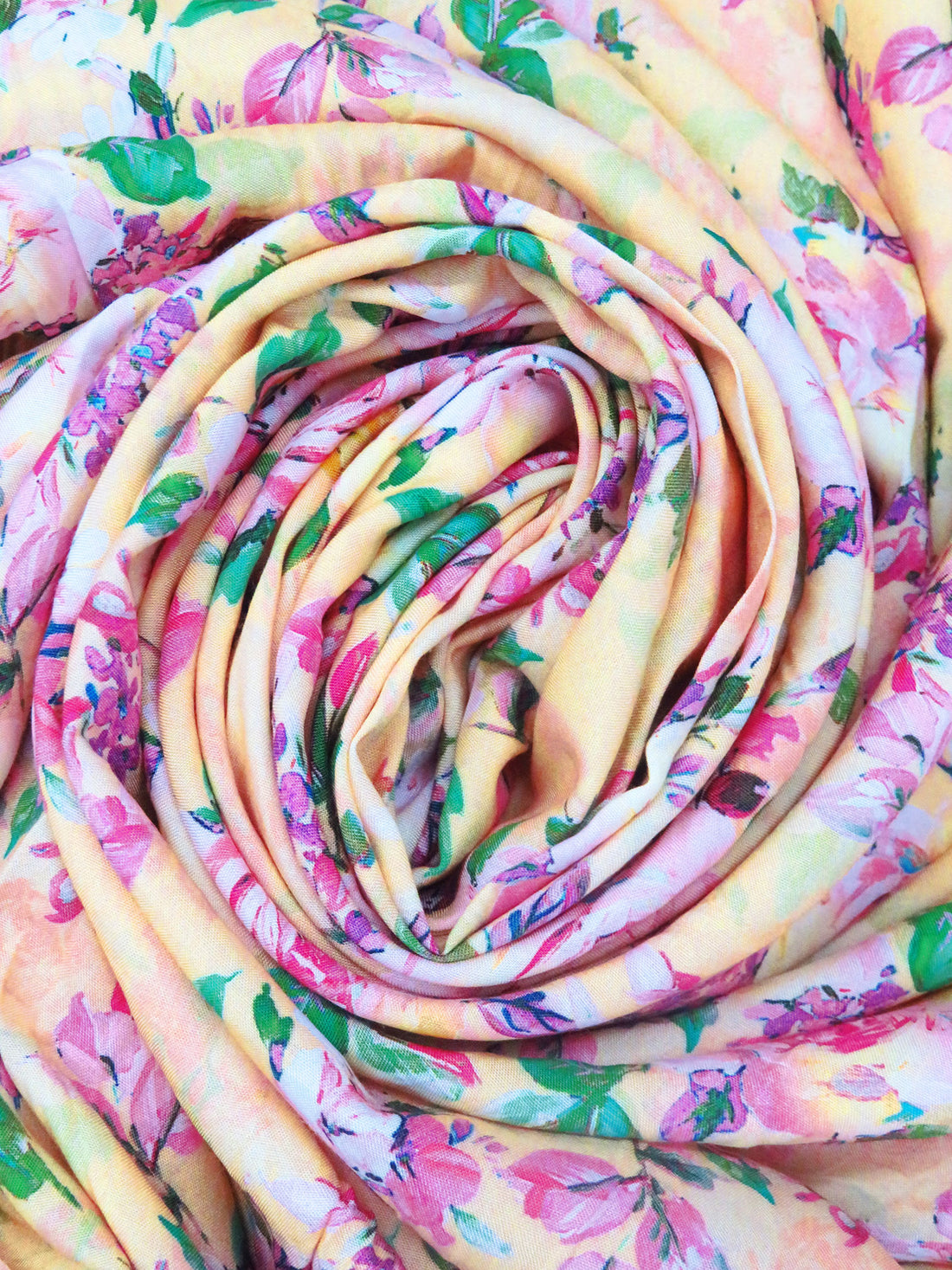 Golden Wheat/Soft Pink/Turquoise/Multi 100% Rayon Floral Print Challis 56W