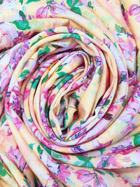 Golden Wheat/Soft Pink/Turquoise/Multi 100% Rayon Floral Print Challis 56W