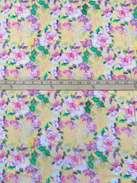 Golden Wheat/Soft Pink/Turquoise/Multi 100% Rayon Floral Print Challis 56W