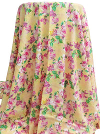 Golden Wheat/Soft Pink/Turquoise/Multi 100% Rayon Floral Print Challis 56W