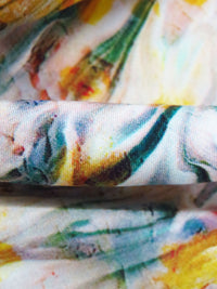 Beige/Dark Lemon/Forest Green/Multi 100% Rayon Abstract Print Challis 58W