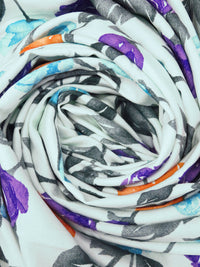 Italian Ice/Purple/Pumpkin/Multi 100% Rayon Watercolor Roses Print Challis 54W