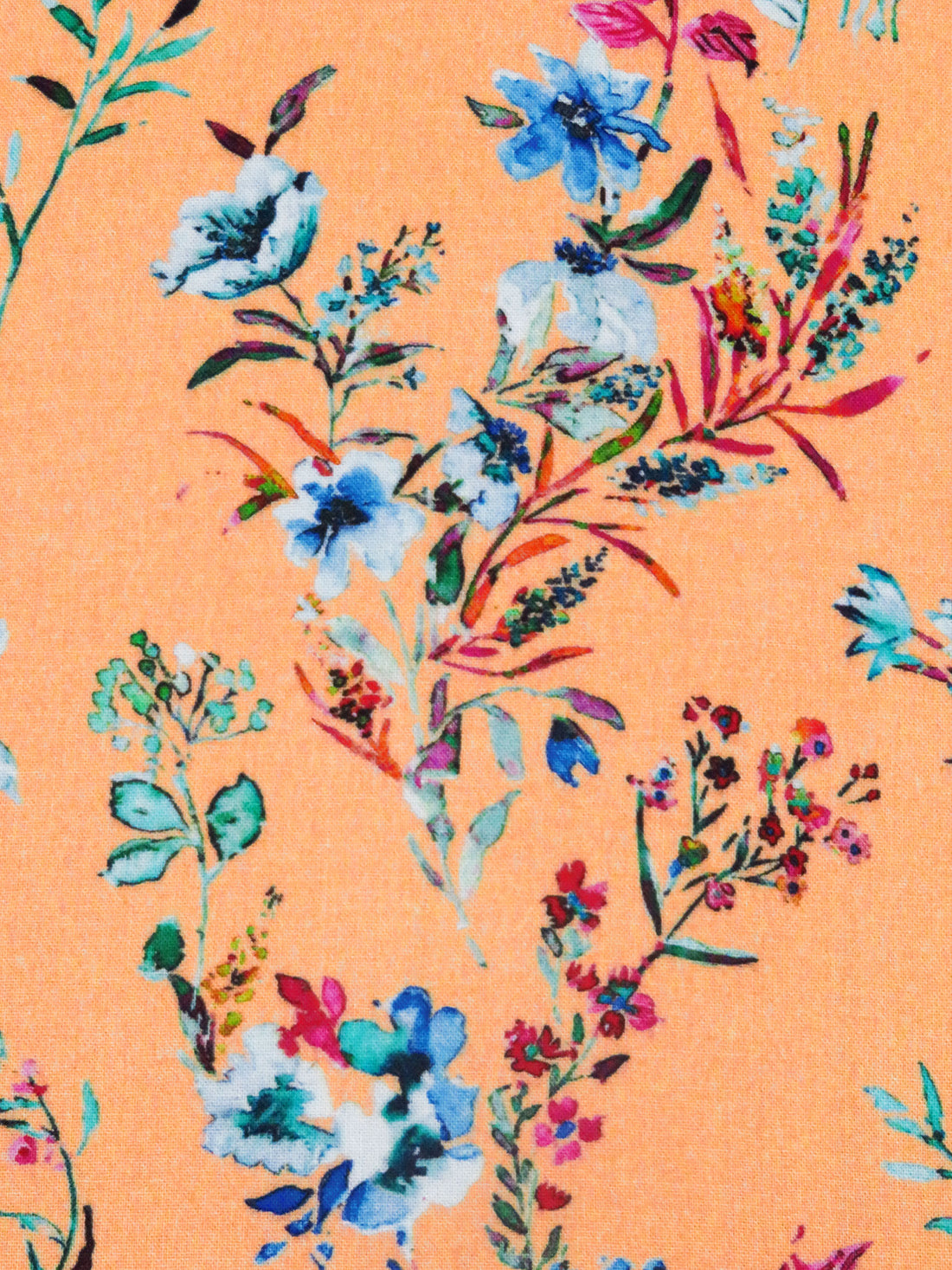 Apricot/Teal Green/Muted Cobalt/Multi 100% Rayon Floral Print Challis 56W