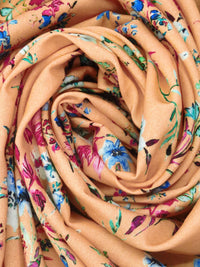 Apricot/Teal Green/Muted Cobalt/Multi 100% Rayon Floral Print Challis 56W