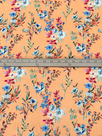 Apricot/Teal Green/Muted Cobalt/Multi 100% Rayon Floral Print Challis 56W