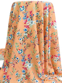 Apricot/Teal Green/Muted Cobalt/Multi 100% Rayon Floral Print Challis 56W