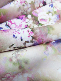 Pale Magenta/Dark Cornflower/Dark Olive/Multi 100% Rayon Small Floral Print Challis 54W