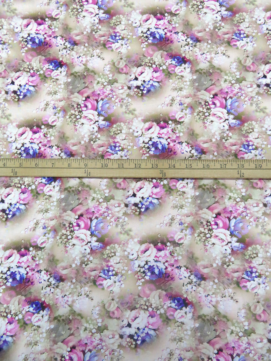 Pale Magenta/Dark Cornflower/Dark Olive/Multi 100% Rayon Small Floral Print Challis 54W
