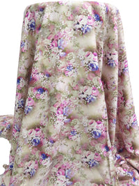 Pale Magenta/Dark Cornflower/Dark Olive/Multi 100% Rayon Small Floral Print Challis 54W