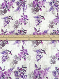 White/Dark Purple/Light Medium Orchid/Multi 100% Cotton Ornate On Floral Print Lawn 52W