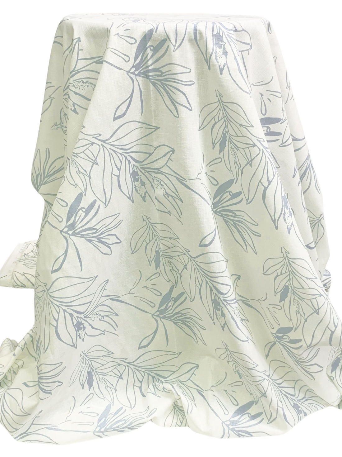 Alabaster/Pewter Blue Cotton/Linen Floral Print Shirt Weight Woven 56W