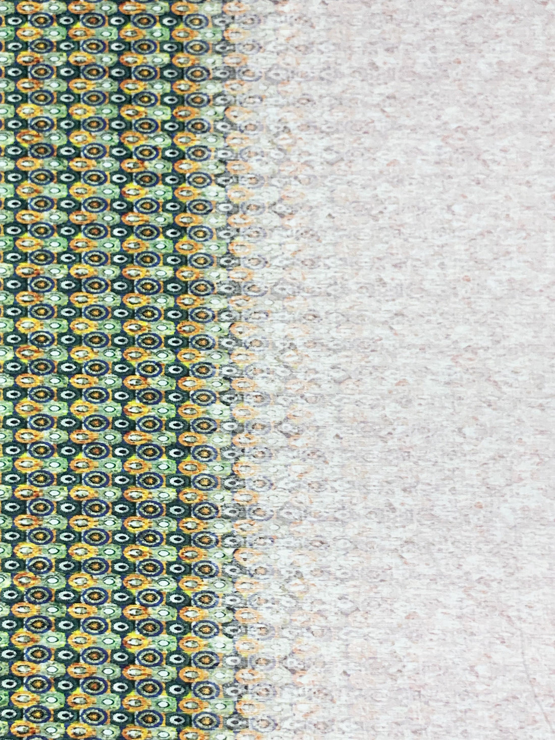 Lapis Blue/Electric Lime/Bone/Multi 100% Cotton Large Mini Oval Double Border Print Sateen Shirting 58W