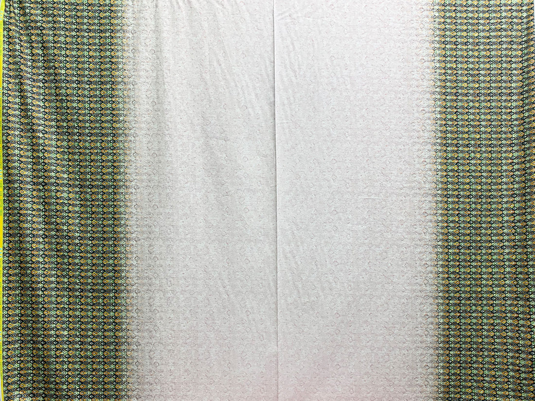 Lapis Blue/Electric Lime/Bone/Multi 100% Cotton Large Mini Oval Double Border Print Sateen Shirting 58W