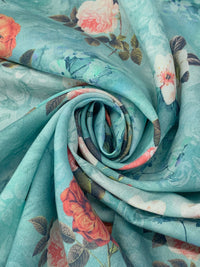 Raindrop/Desert Coral/Champagne Pink/Multi 100% Rayon Floral Print Challis 56W