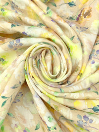 Burlywood/Wisteria/Lemon/Multi 100% Rayon Floral Print Challis 58W