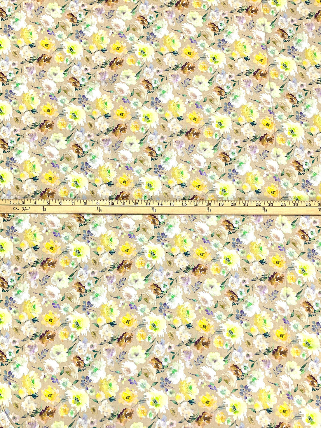 Burlywood/Wisteria/Lemon/Multi 100% Rayon Floral Print Challis 58W
