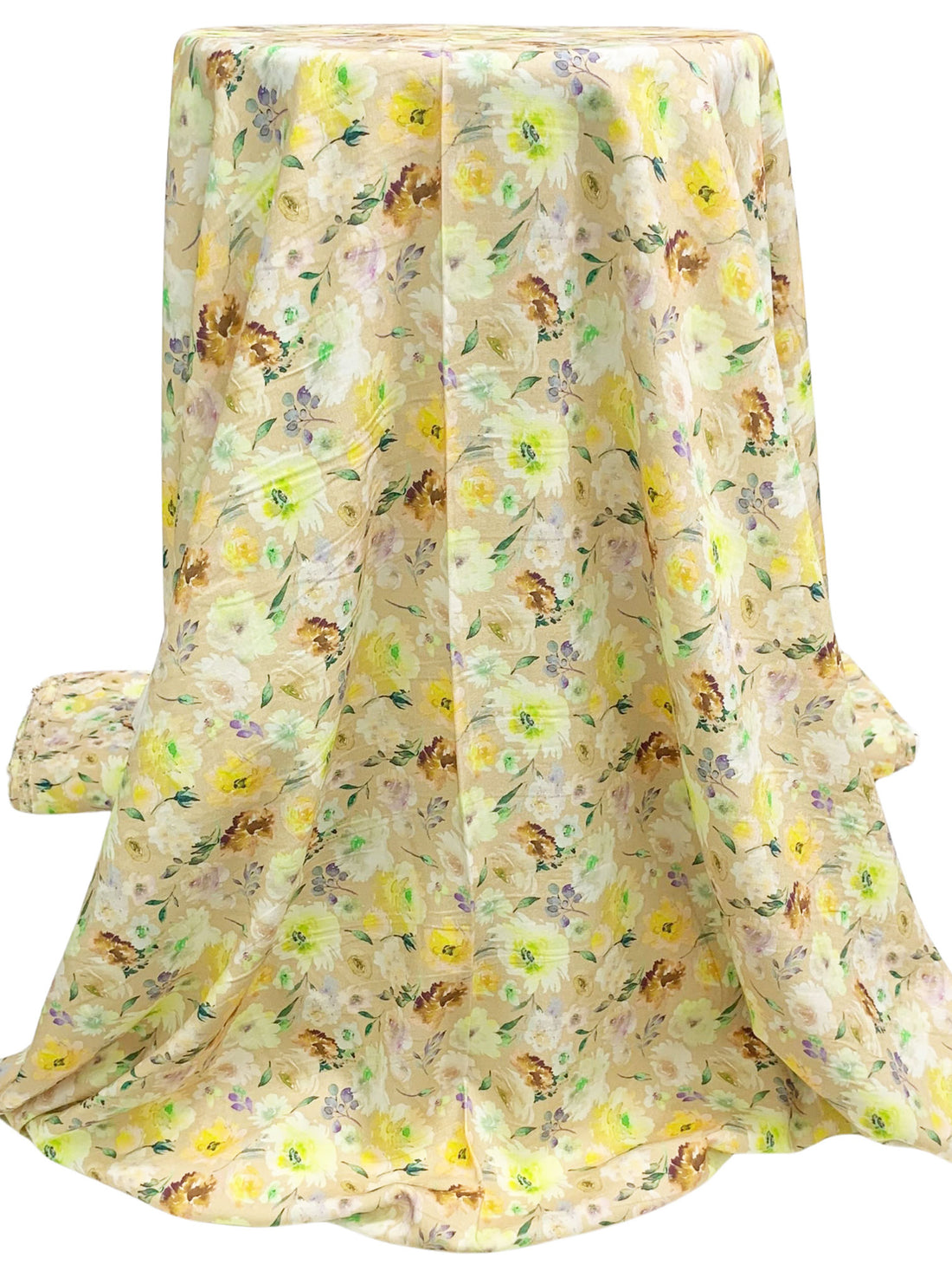 Burlywood/Wisteria/Lemon/Multi 100% Rayon Floral Print Challis 58W