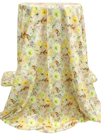 Burlywood/Wisteria/Lemon/Multi 100% Rayon Floral Print Challis 58W