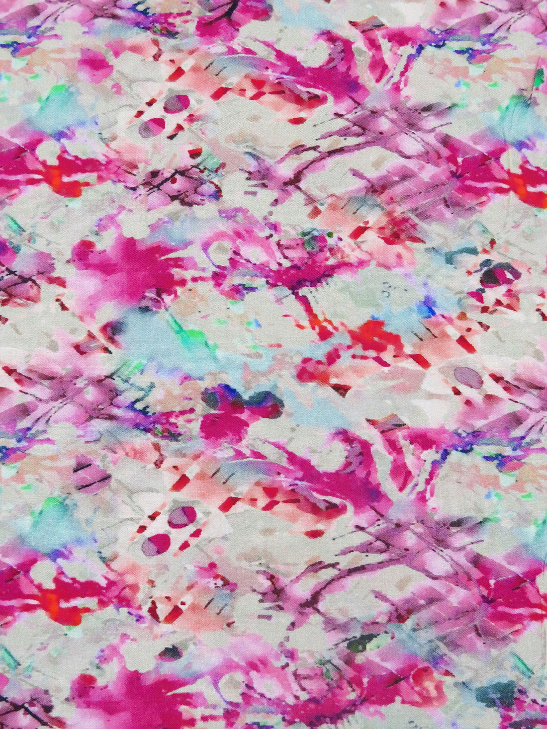 Dogwood Rose/Dust Storm Pink/Pearl Aqua/Multi 100% Rayon Abstract Print Challis 58W