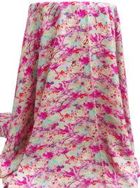 Dogwood Rose/Dust Storm Pink/Pearl Aqua/Multi 100% Rayon Abstract Print Challis 58W