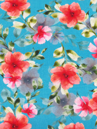 Ball Blue/Citron/Coral Red/Multi 100% Rayon Floral Print Challis 58W