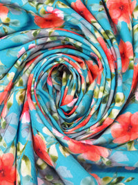 Ball Blue/Citron/Coral Red/Multi 100% Rayon Floral Print Challis 58W