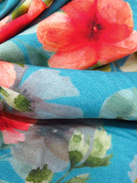 Ball Blue/Citron/Coral Red/Multi 100% Rayon Floral Print Challis 58W