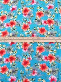 Ball Blue/Citron/Coral Red/Multi 100% Rayon Floral Print Challis 58W