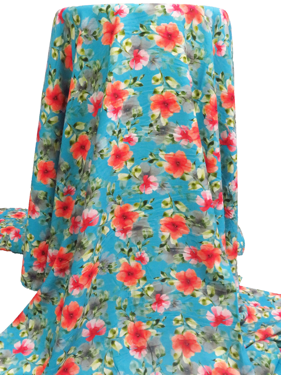 Ball Blue/Citron/Coral Red/Multi 100% Rayon Floral Print Challis 58W