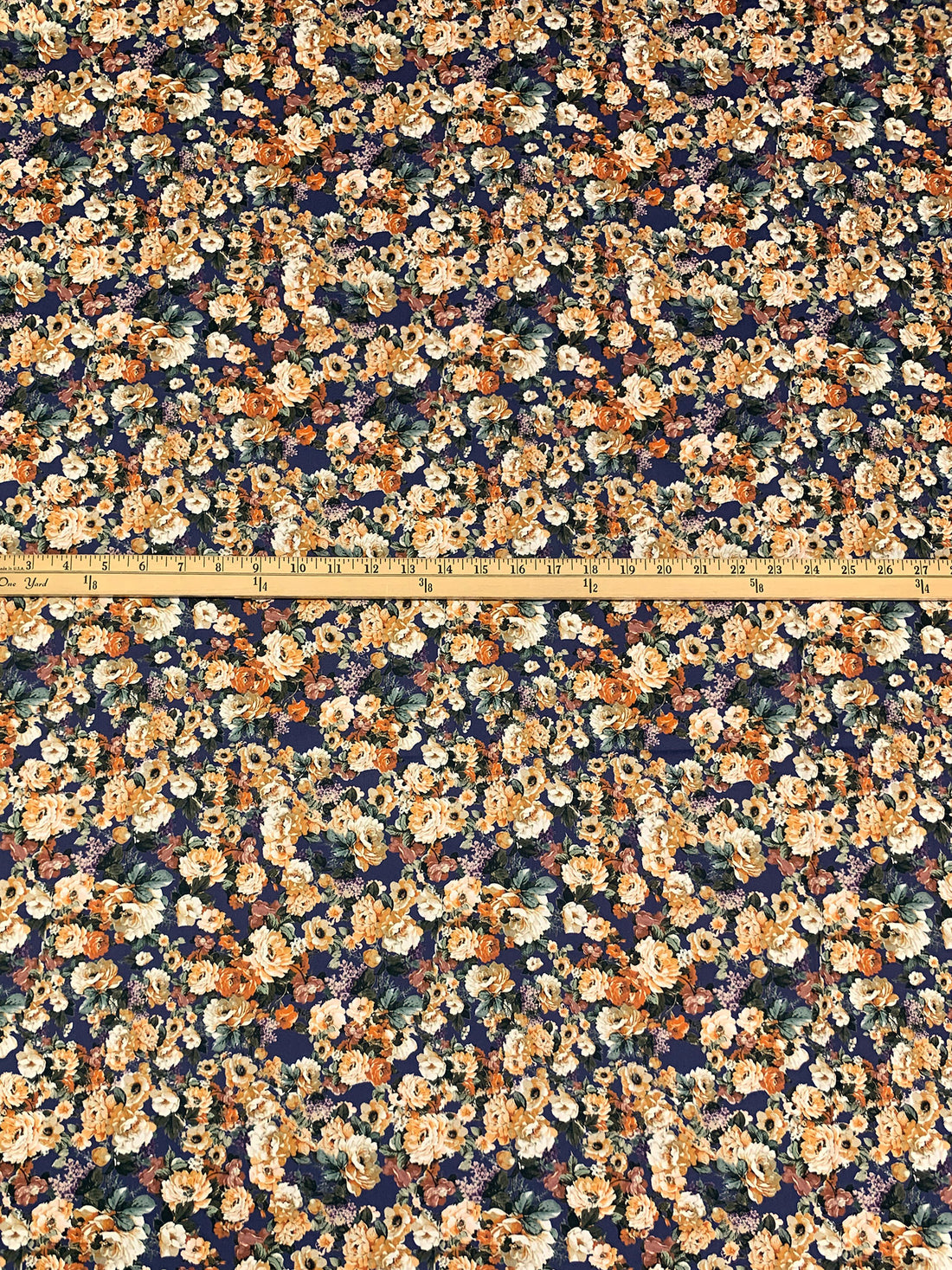 Independence Blue/Deep Carrot/Off-White/Multi 100% Cotton Floral Print Sateen Shirting 58W