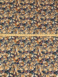 Independence Blue/Deep Carrot/Off-White/Multi 100% Cotton Floral Print Sateen Shirting 58W