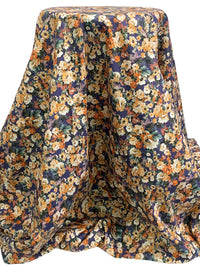 Independence Blue/Deep Carrot/Off-White/Multi 100% Cotton Floral Print Sateen Shirting 58W