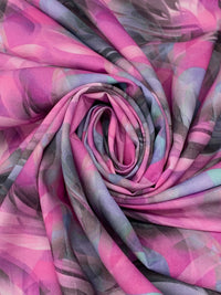 Lavender/Persian Pink/Eggplant/Multi 100% Rayon Abstract Print Challis 56W