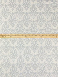 Silvery White/Catalina Blue 100% Cotton Damask Print Sateen Shirting 54W