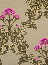 Light French Beige/Dark Green/Wild Orchid/Multi 100% Rayon Ornate Floral Print Challis 53W