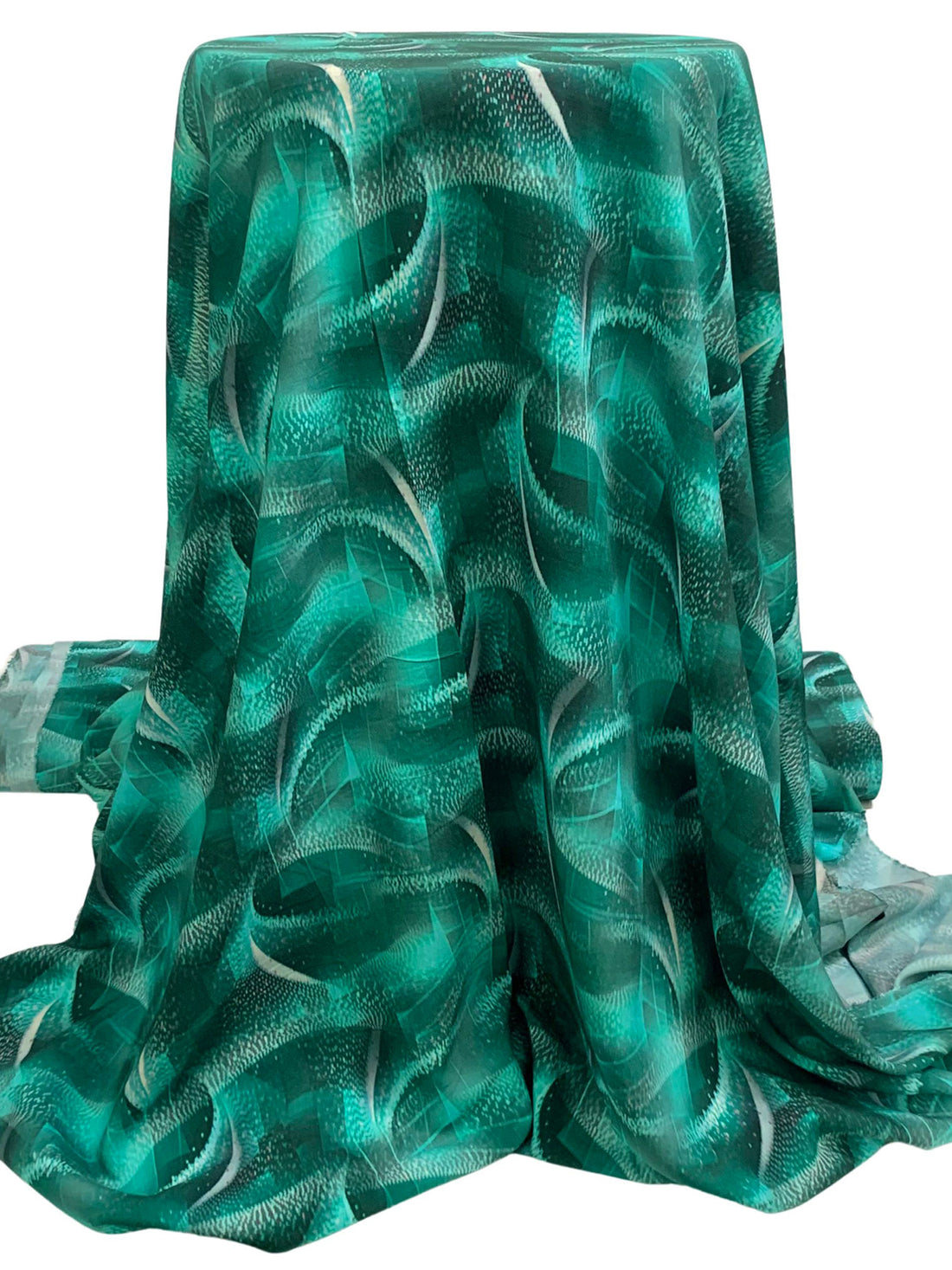 Tropical Rain Forest Green/Medium Turquoise/Multi 100% Rayon Blurred Abstract Print Challis 58W
