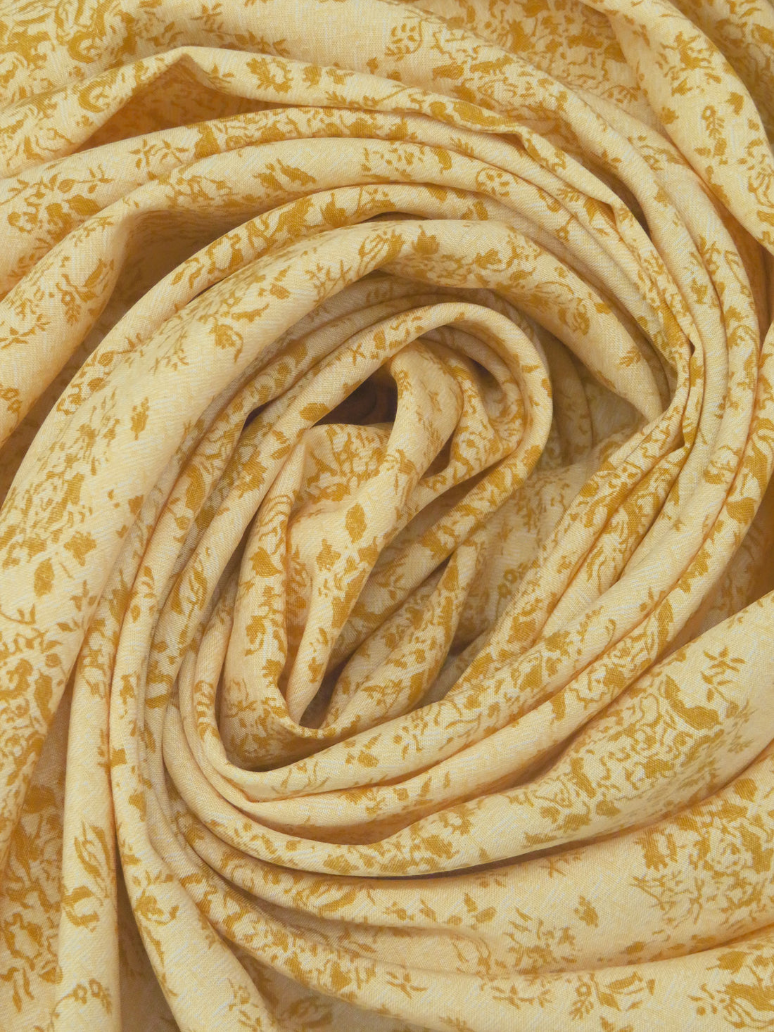 Dark Goldenrod/Aspen Gold 100% Rayon Small Foliage Print Challis 58W