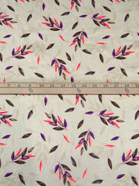 Stone Beige/Dark Lava/Raspberry/Multi 100% Cotton Leaf Print Sateen Shirting 58W