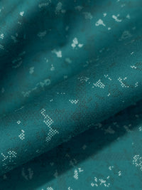 SOLD AS IS ONLY - Deep Teal/Off-White 100% Cotton Distorted Grid Print Sateen Shirting 56W