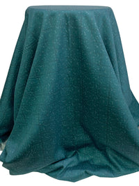 SOLD AS IS ONLY - Deep Teal/Off-White 100% Cotton Distorted Grid Print Sateen Shirting 56W