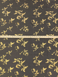 Dark Taupe/Gold 100% Rayon Floral Foil Print Challis 56W