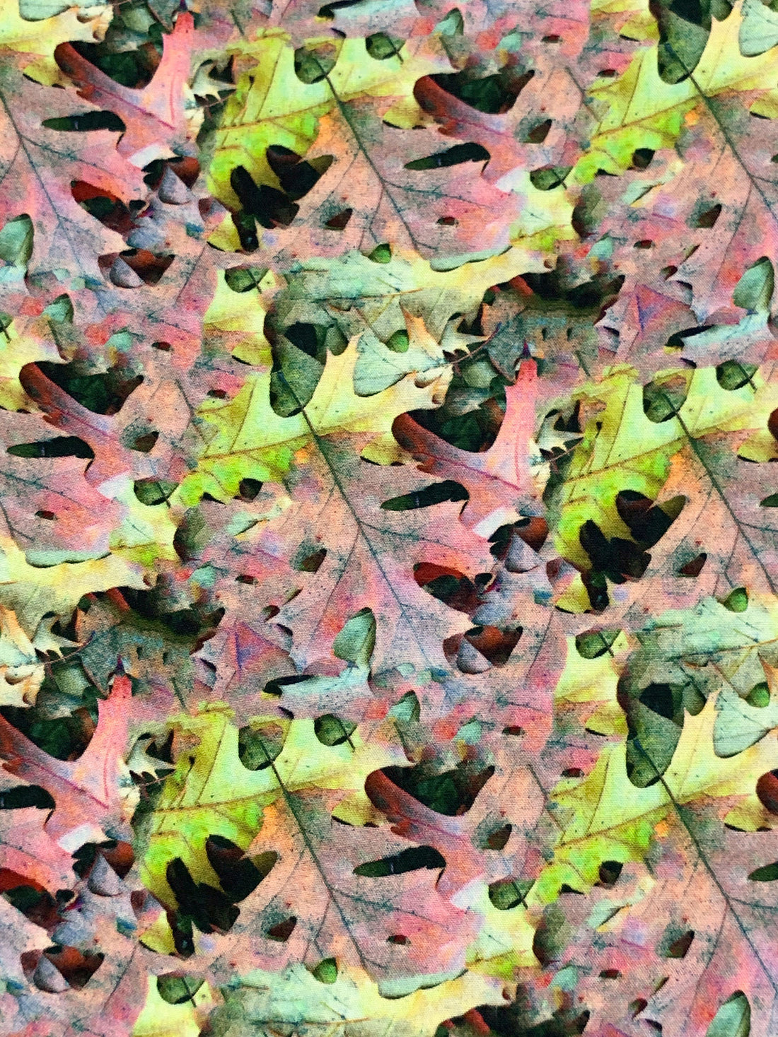 Melon/Pale Yellow/Dusty Lavender/Multi 100% Rayon Abstract Overlapping Leaves Print Challis 57W