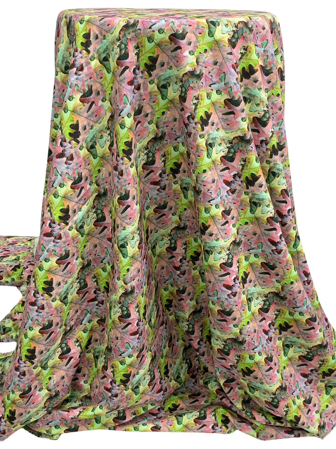 Melon/Pale Yellow/Dusty Lavender/Multi 100% Rayon Abstract Overlapping Leaves Print Challis 57W